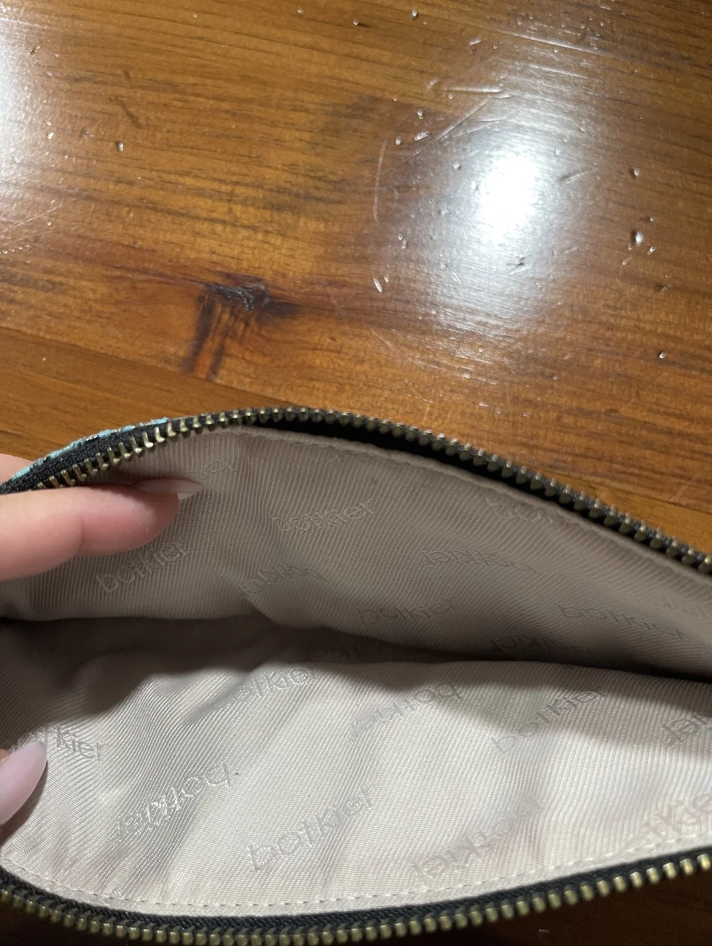 Botkier Blue Black Animal Snake Print Card Holder Wallet Zipper Pouch Bag Insert